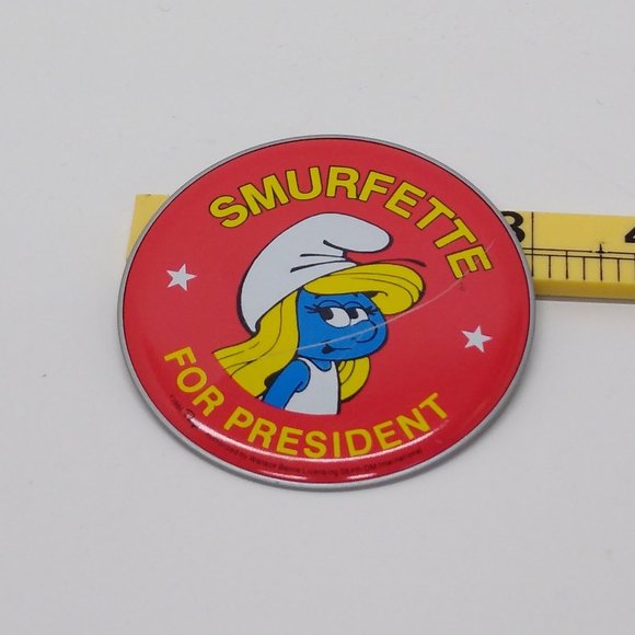 Smurf Campaign Buttons Smurfette Smurf & Handy Smurf 1984 Vintage - Picture 6 of 7